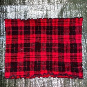 Stretchy plaid tube top